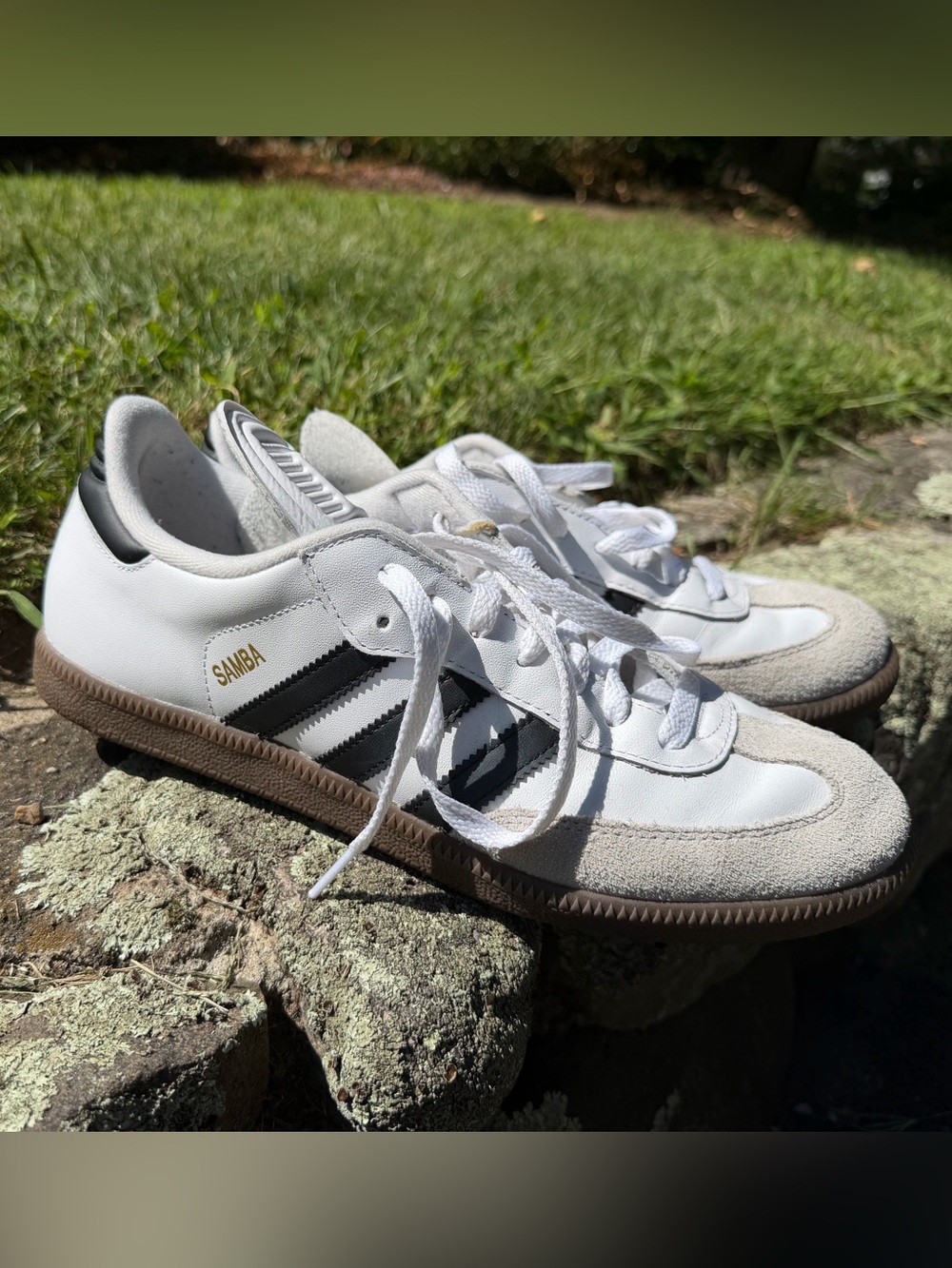 adidas Samba Sneakers in White, Black & Gum